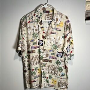 ESPN Button Down Hawaiian Shirt Vintage Sport Print Men